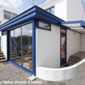 Véranda aluminium bleu Vendée